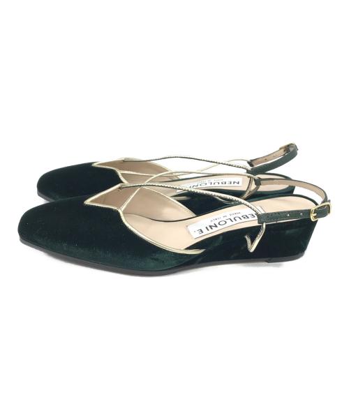 NEBULONIE（ネブローニ）NEBULONIE (ネブローニ) ベロアミュール グリーン サイズ:35の古着・服飾アイテム