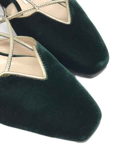 NEBULONIE（ネブローニ）NEBULONIE (ネブローニ) ベロアミュール グリーン サイズ:35の古着・服飾アイテム