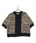 CLANEクラネ）の古着「ドット ライン ハーフスリーブ ニット カーディガン」｜ブラック