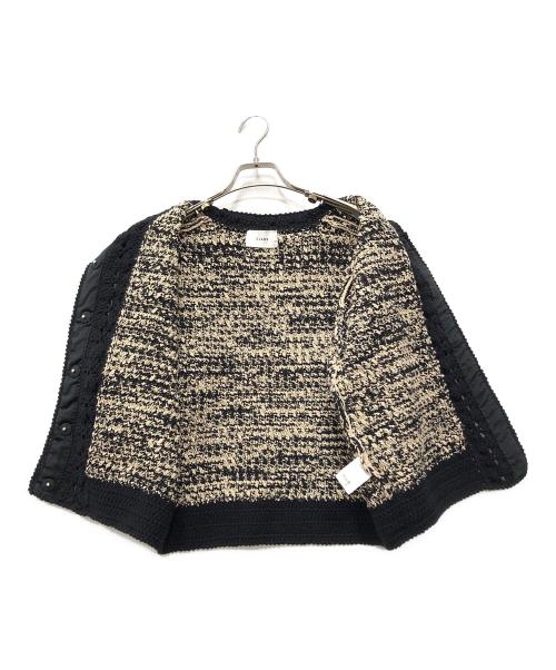 CLANE（クラネ）CLANE (クラネ) ドット ライン ハーフスリーブ ニット カーディガン ブラック サイズ:1の古着・服飾アイテム