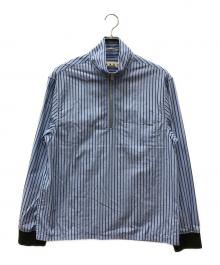 MARNI（マルニ）の古着「ハーフジップストライプシャツ」｜ブルー