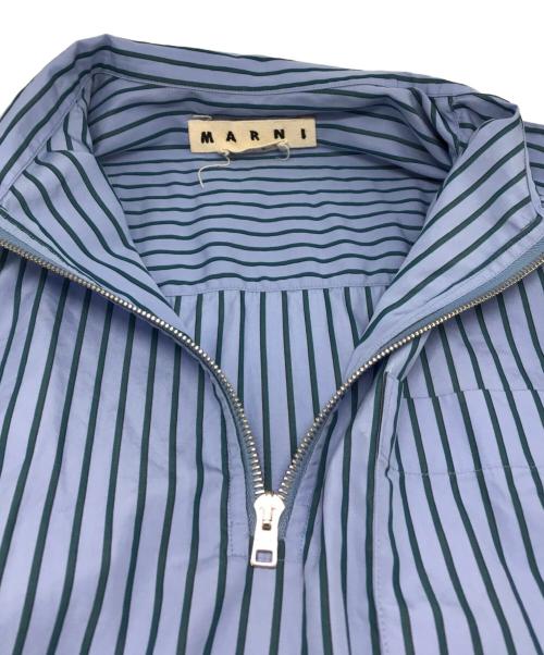 MARNI（マルニ）MARNI (マルニ) ハーフジップストライプシャツ ブルー サイズ:48の古着・服飾アイテム