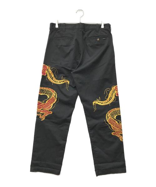 SUPREME（シュプリーム）Supreme (シュプリーム) dragon work pants ブラック サイズ:32の古着・服飾アイテム