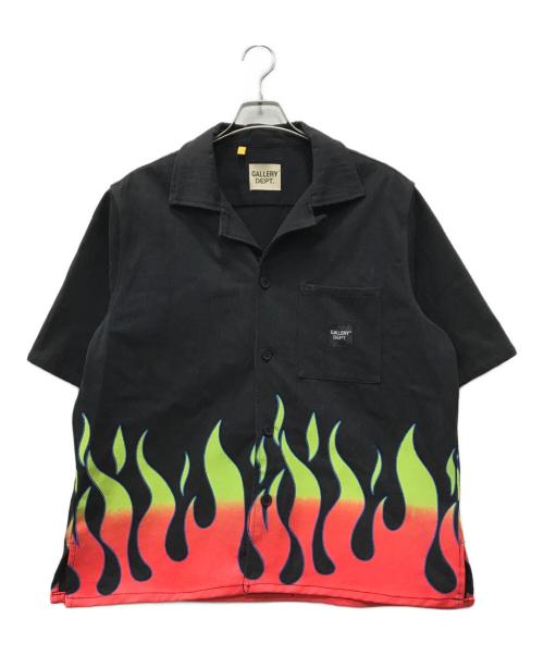 GALLERY DEPT（ギャラリー デプト）GALLERY DEPT (ギャラリー デプト) ファイヤーパターン半袖オープンカラーシャツ ブラック サイズ:Mの古着・服飾アイテム