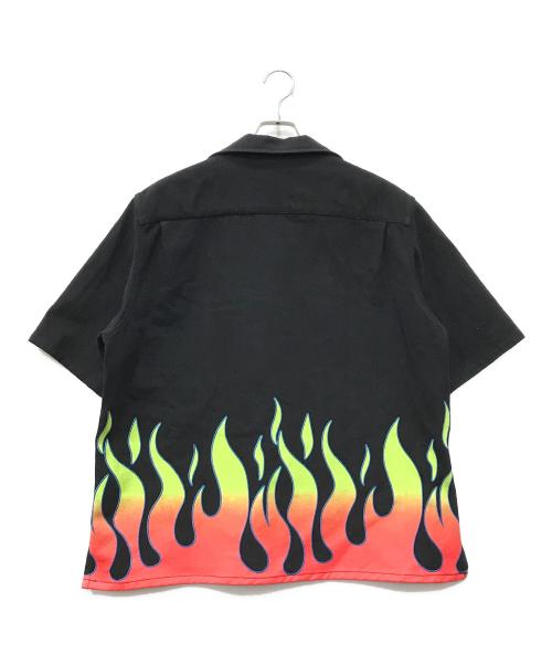 GALLERY DEPT（ギャラリー デプト）GALLERY DEPT (ギャラリー デプト) ファイヤーパターン半袖オープンカラーシャツ ブラック サイズ:Mの古着・服飾アイテム