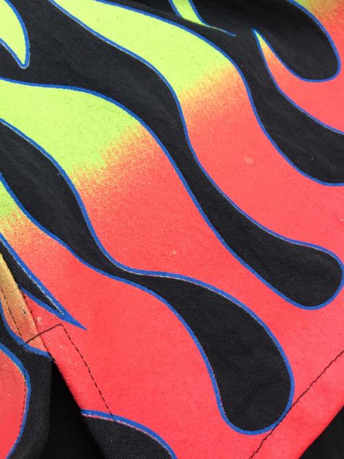 GALLERY DEPT（ギャラリー デプト）GALLERY DEPT (ギャラリー デプト) ファイヤーパターン半袖オープンカラーシャツ ブラック サイズ:Mの古着・服飾アイテム