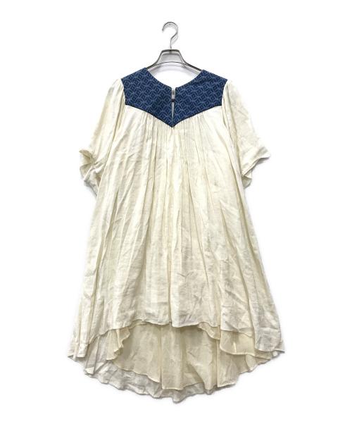 CATHRI（カスリ）CATHRI (カスリ) ギャザーリネンワンピース アイボリー サイズ:下記参照の古着・服飾アイテム