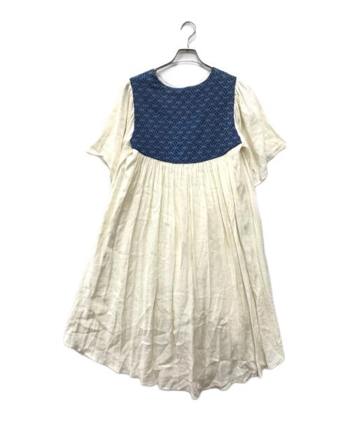 CATHRI（カスリ）CATHRI (カスリ) ギャザーリネンワンピース アイボリー サイズ:下記参照の古着・服飾アイテム