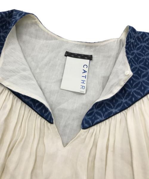 CATHRI（カスリ）CATHRI (カスリ) ギャザーリネンワンピース アイボリー サイズ:下記参照の古着・服飾アイテム