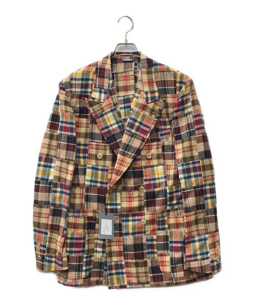 kenneth field（ケネスフィールド）kenneth field (ケネスフィールド) Double Breasted Jacket Madras Patchwork レッド サイズ:42 未使用品の古着・服飾アイテム