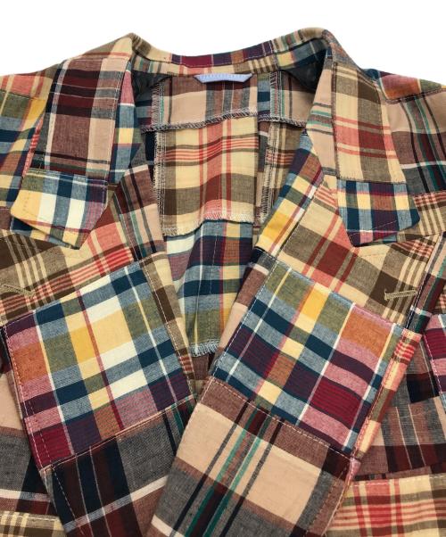 kenneth field（ケネスフィールド）kenneth field (ケネスフィールド) Double Breasted Jacket Madras Patchwork レッド サイズ:42 未使用品の古着・服飾アイテム