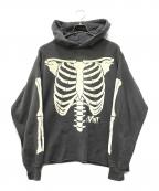 SAINT MICHAELセントマイケル）の古着「ボーンプリントプルオーバーパーカー」｜ブラック
