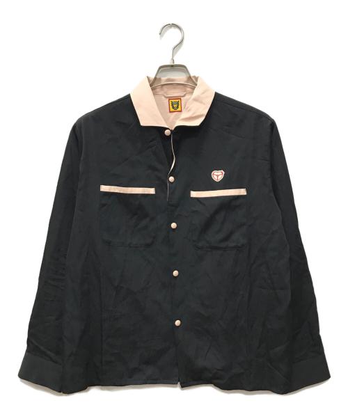 HUMAN MADE（ヒューマンメイド）HUMAN MADE (ヒューマンメイド) OPEN COLLAR SHIRT ブラック サイズ:Sの古着・服飾アイテム
