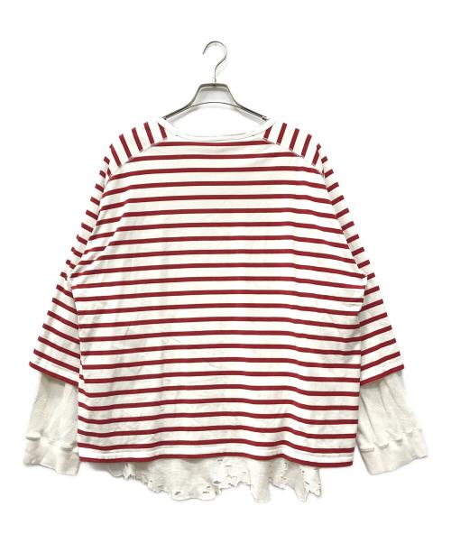 ANCELLM（アンセルム）ANCELLM (アンセルム) BORDER LAYERED LS SHIRT ホワイト×レッド サイズ:1の古着・服飾アイテム