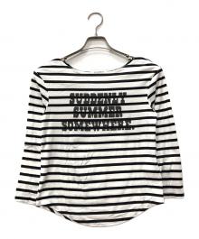 MADISON BLUE（マディソンブルー）の古着「BOAT NECK 3/4 SLEEVE TEE BORDER」｜ホワイト×ブラック