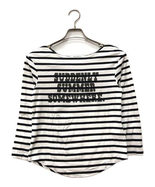 MADISON BLUE（マディソンブルー）MADISON BLUE (マディソンブルー) BOAT NECK 3/4 SLEEVE TEE BORDER ホワイト×ブラック サイズ:01（S）の古着・服飾アイテム