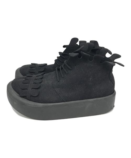 BELLY BUTTON（ベリーボタン）BELLY BUTTON (ベリーボタン) デザインミドルブーツ ブラック サイズ:24.5の古着・服飾アイテム