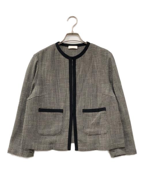 BALLSEY（ボールジィ）BALLSEY (ボールジィ) カラミ ノーカラージャケット ベージュ サイズ:36の古着・服飾アイテム