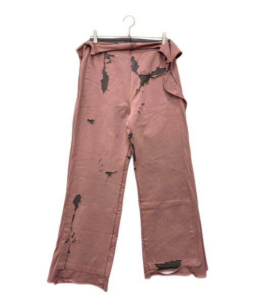 DIESEL（ディーゼル）DIESEL (ディーゼル) MARTAINOFFダメージ加工ワイドスウェットパンツ ブラウン サイズ:Sの古着・服飾アイテム