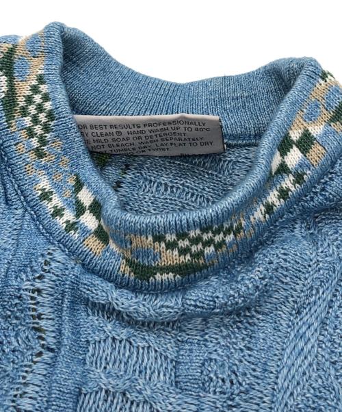 Coogi（クージー）Coogi (クージー) 3D立体ケーブルニット ブルー サイズ:Lの古着・服飾アイテム
