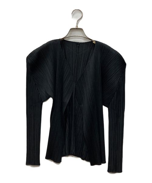 PLEATS PLEASE（プリーツプリーズ）PLEATS PLEASE (プリーツプリーズ) プリーツカーディガン ブラック サイズ:3の古着・服飾アイテム
