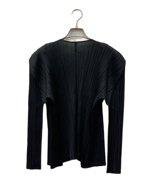 PLEATS PLEASE（プリーツプリーズ）PLEATS PLEASE (プリーツプリーズ) プリーツカーディガン ブラック サイズ:3の古着・服飾アイテム