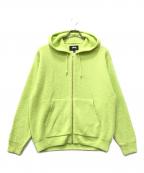stussyステューシー）の古着「HOODED ZIP SWEATER」｜黄緑