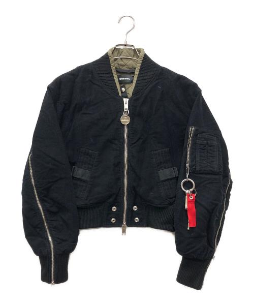 DIESEL（ディーゼル）DIESEL (ディーゼル) short flight jacket back ZIP ブラック サイズ:Sの古着・服飾アイテム