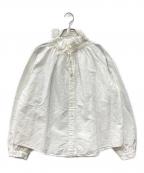 nest Robeネストローブ）の古着「コットンリネンドロストリボンスモックブラウス」｜ホワイト