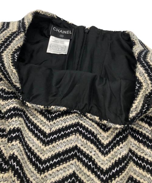 CHANEL（シャネル）CHANEL (シャネル) ツイードスカート ブラック×グレー サイズ:46の古着・服飾アイテム