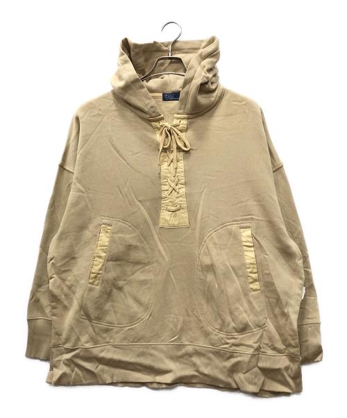 POLO RALPH LAUREN（ポロ・ラルフローレン）POLO RALPH LAUREN (ポロ・ラルフローレン) レースアッププルオーバーパーカー ベージュ サイズ:XSの古着・服飾アイテム