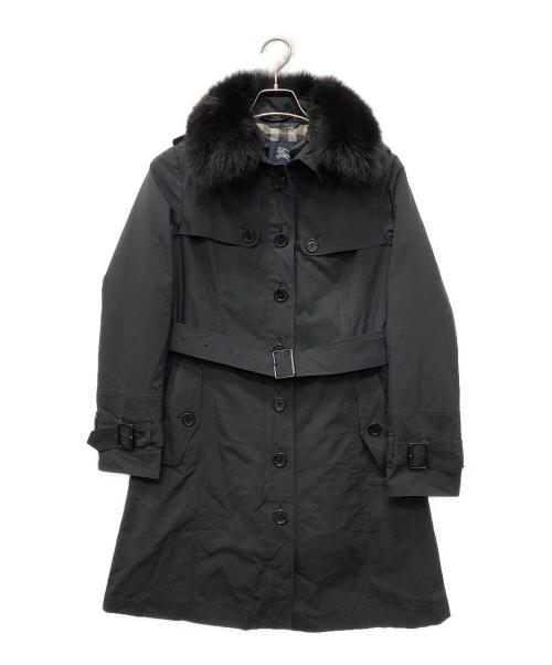 BURBERRY LONDON（バーバリーロンドン）BURBERRY LONDON (バーバリーロンドン) 裏ノバチェックファーコート ブラック サイズ:38の古着・服飾アイテム