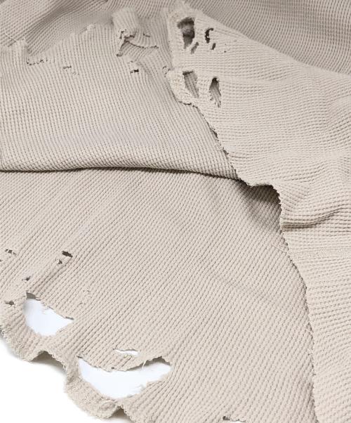 ANCELLM（アンセルム）ANCELLM (アンセルム) DAMAGE WAFFLE CREW LS T-SHIRT ベージュ サイズ:2の古着・服飾アイテム