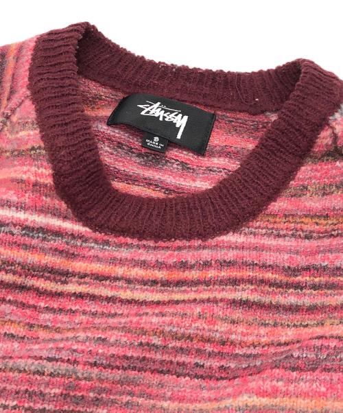 stussy（ステューシー）stussy (ステューシー) TEXTURED CONTRAST COLLAR CREW レッド サイズ:Sの古着・服飾アイテム