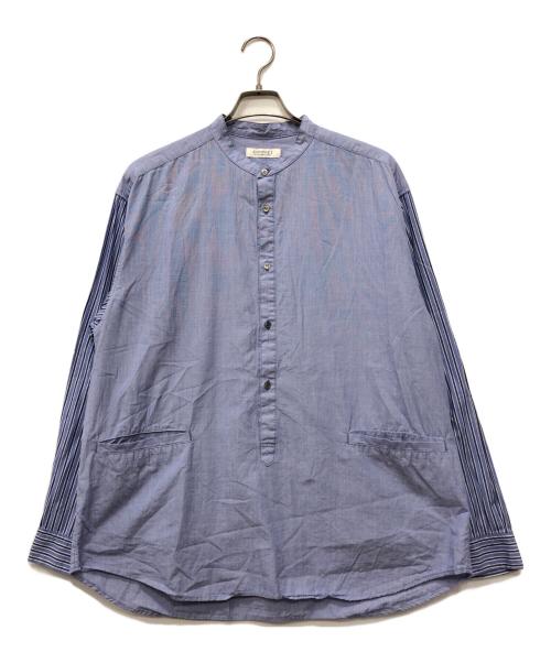 confect（コンフェクト）confect (コンフェクト) ブロードストライプ切替バンドカラーシャツ ネイビー サイズ:3の古着・服飾アイテム