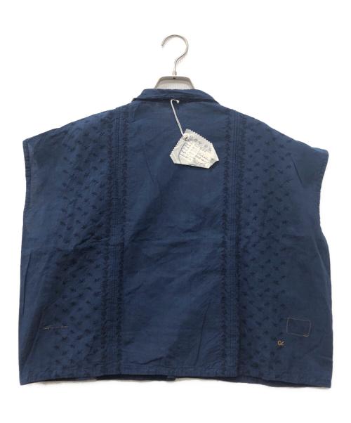 45R（フォーティファイブ・アール）45R (フォーティファイブ・アール) 藍インドカディdeステッチ馬ブラウス ネイビー サイズ:2の古着・服飾アイテム