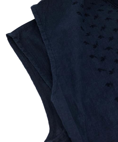 45R（フォーティファイブ・アール）45R (フォーティファイブ・アール) 藍インドカディdeステッチ馬ブラウス ネイビー サイズ:2の古着・服飾アイテム