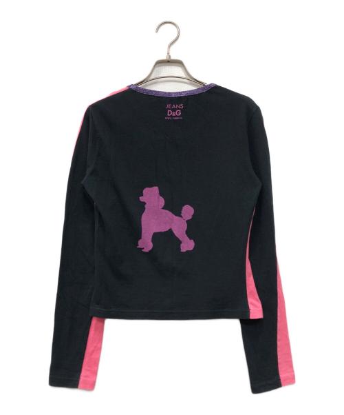 DOLCE & GABBANA（ドルチェ＆ガッバーナ）DOLCE & GABBANA (ドルチェ＆ガッバーナ) ラメトリムプリントカットソー ブラック×ピンク サイズ:Sの古着・服飾アイテム