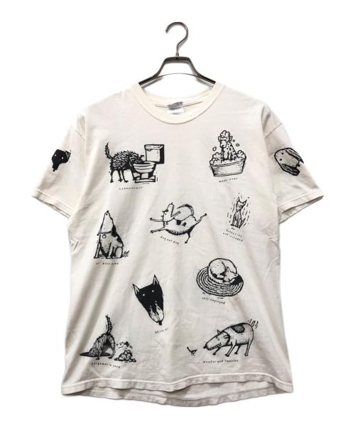 Hanes（ヘインズ）Hanes (ヘインズ) ドッグジョークプリントTシャツ ホワイト サイズ:Lの古着・服飾アイテム