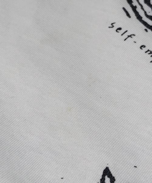 Hanes（ヘインズ）Hanes (ヘインズ) ドッグジョークプリントTシャツ ホワイト サイズ:Lの古着・服飾アイテム