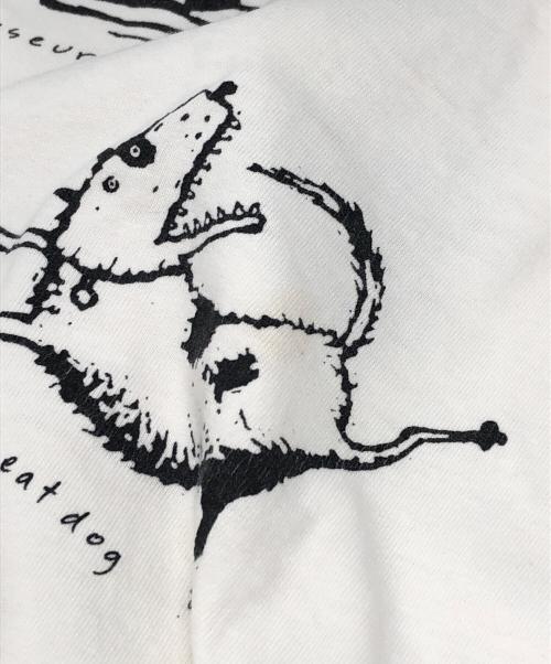Hanes（ヘインズ）Hanes (ヘインズ) ドッグジョークプリントTシャツ ホワイト サイズ:Lの古着・服飾アイテム