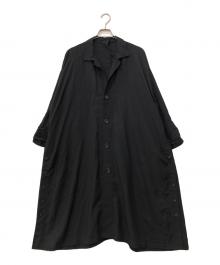 YOHJI YAMAMOTO（ヨウジヤマモト）の古着「Cu/W HIGH TWISTED GABARDINE SIDE GATHER DETAIL COAT A」｜ブラック