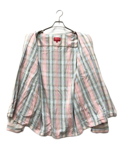 SUPREME（シュプリーム）Supreme (シュプリーム) PLAID FLANNEL ZIP UP SHIRT ピンク サイズ:Lの古着・服飾アイテム