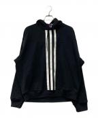 adidas×KORNアディダス×コーン）の古着「コラボ刺繍ロゴラインプルオーバーパーカー」｜ブラック