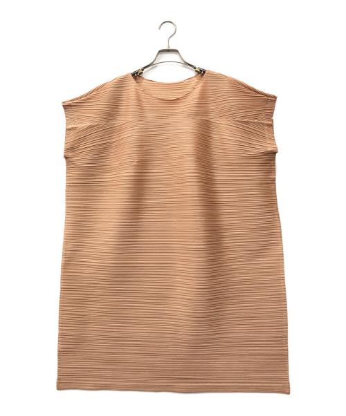 PLEATS PLEASE（プリーツプリーズ）PLEATS PLEASE (プリーツプリーズ) 変形カットソー ベージュ サイズ:3の古着・服飾アイテム
