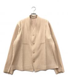 HOMME PLISSE ISSEY MIYAKE（オム プリッセ イッセイ ミヤケ）の古着「プリーツノーカラージャケット」｜ベージュ