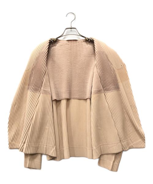 HOMME PLISSE ISSEY MIYAKE（オム プリッセ イッセイ ミヤケ）HOMME PLISSE ISSEY MIYAKE (オム プリッセ イッセイ ミヤケ) プリーツノーカラージャケット ベージュ サイズ:3の古着・服飾アイテム