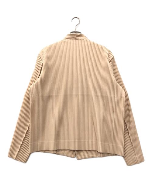 HOMME PLISSE ISSEY MIYAKE（オム プリッセ イッセイ ミヤケ）HOMME PLISSE ISSEY MIYAKE (オム プリッセ イッセイ ミヤケ) プリーツノーカラージャケット ベージュ サイズ:3の古着・服飾アイテム