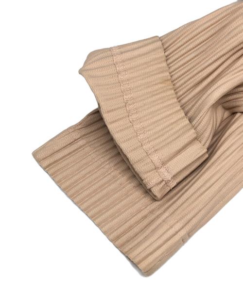 HOMME PLISSE ISSEY MIYAKE（オム プリッセ イッセイ ミヤケ）HOMME PLISSE ISSEY MIYAKE (オム プリッセ イッセイ ミヤケ) プリーツノーカラージャケット ベージュ サイズ:3の古着・服飾アイテム