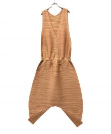 PLEATS PLEASE（プリーツプリーズ）の古着「プリーツオールインワン」｜ベージュ